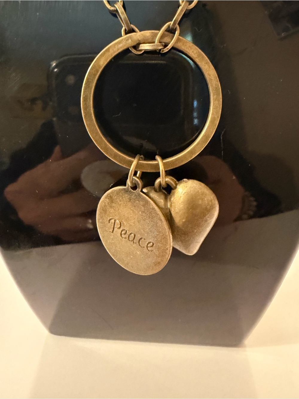 Peace Heart Pendant Necklace - Gold Tone Women’s Accessory
